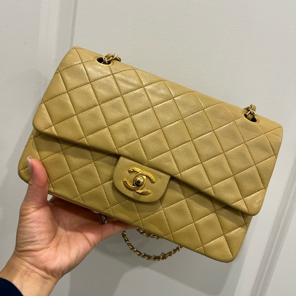 Chanel Beige Quilted Leather Shoulder Bag